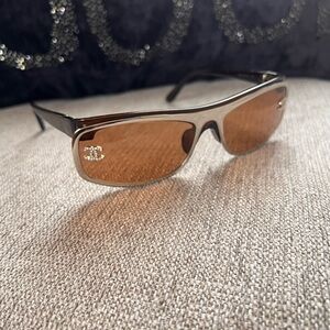 Chanel Rhinestone Brown and Silver Women's Sunglasses